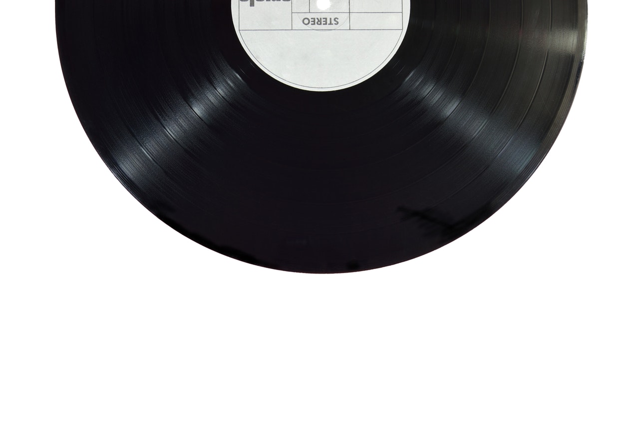 partial shot of a black vinyl